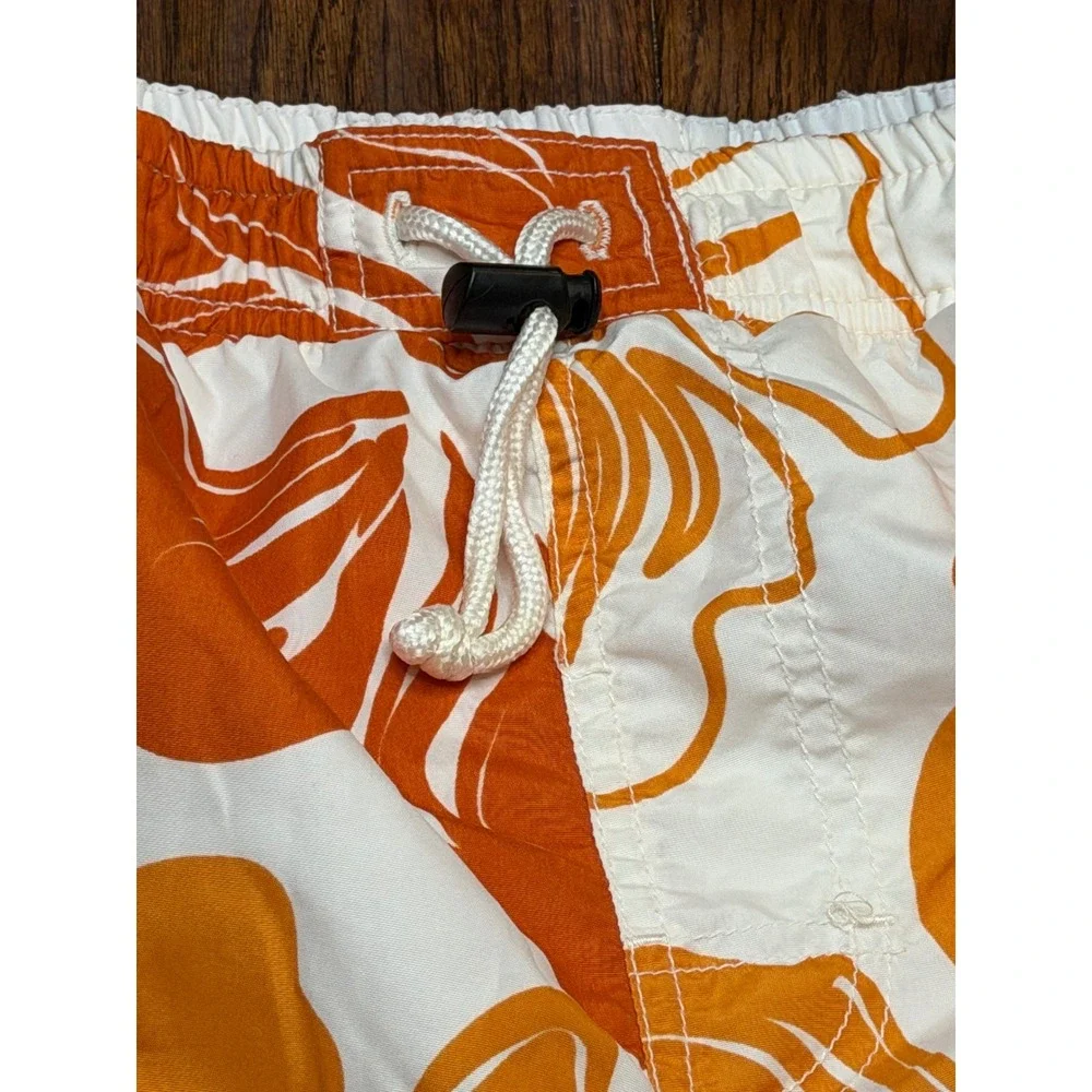 Exist Supreme Board Shorts Mens Medium Orange White Hibiscus Floral Cargo Trunks